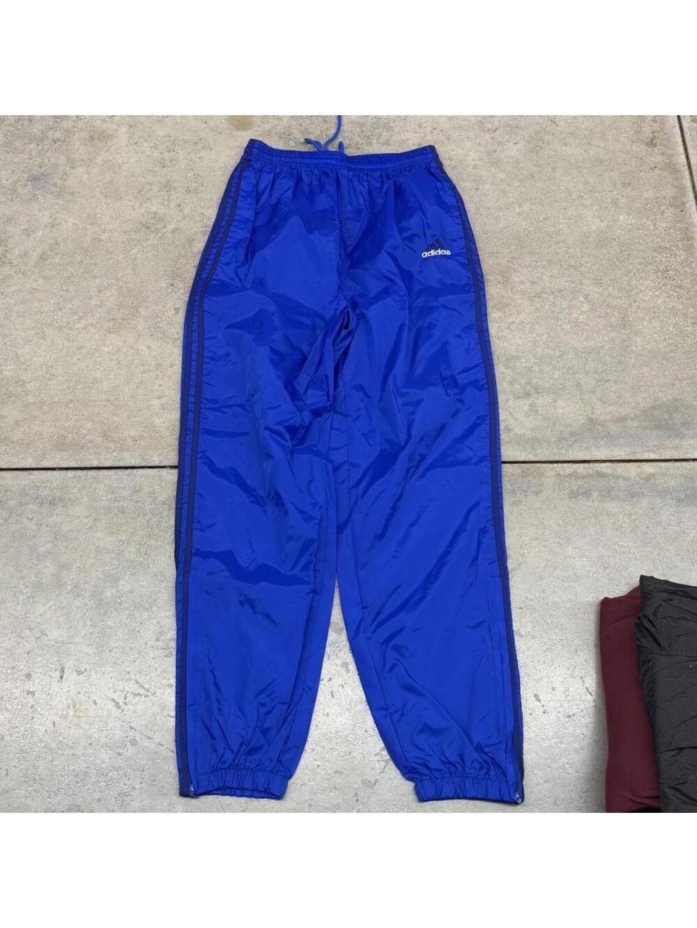 vintage adidas blue small logo relaxed fit track pants size medium